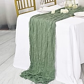 billige Bordduker-boho cheesecloth bordløper lang gasbind romantisk bordløper for bryllup, brudedusjer, babyshower, Thanksgiving, bursdager, spisestue, kommode, fars dag, lærernes dag, hjemmeinnredning