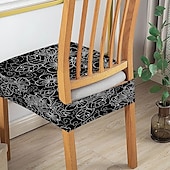 baratos Capa para Cadeira de Jantar-Capas elásticas para assento de cadeira de jantar 1 peça, capas de assento laváveis macias e removíveis com estampa floral para cadeiras de jantar, protetor de capa de assento para sala de jantar