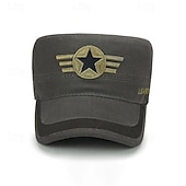 preiswerte Herrenhüte-Unisex Militärmütze Kadettenhut Armeegrün Baumwolle Reise Strand Design Outdoor Urlaub Feste Farbe Einstellbar Modisch