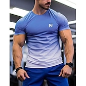 economico T-shirt e canotte attive da uomo-Per uomo maglietta Maglietta sportiva Girocollo Manica corta Sportivo Da mare Casual / quotidiano Palestra Asciugatura rapida Traspirante Gradiente Giallo Rosso Abbigliamento sportivo Di tendenza