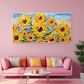 preiswerte Blumen-/Botanische Gemälde-Handgemaltes 3D-Sonnenblumen-Leinwand-Textur-Kunstgemälde, handgefertigtes abstraktes Messer-Sonnenblumen-Heimgemälde, handgefertigtes Landschafts-Pflanzenölgemälde für