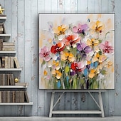 abordables Peintures fleurs/botaniques-impressionnisme abstrait couteau à palette fleurs art mural peint à la main 3d peinture florale à la main coloré 3d peintures texturées peintures décoratives modernes sans cadre
