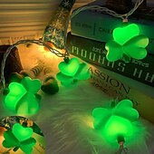 cheap Battery String Lights-Irish St. Patrick&#039;s Day Clover Colored String Lights Outdoor Camping Decorative String Lights