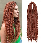olcso Hajfonatok-24 hüvelykes, 18 szálú szintetikus kétvégű raszta hosszabbítók 3 az 1-ben vegyes göndör végű hippi stílusú boho wavy de dreads fonat raszta hosszabbítókban