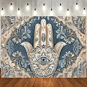 ieftine Tapiserii de vacanță-Epocă hamsa agățată de mână tapiserie eid ramadan artă de perete tapiserie mare decor mural fotografie fundal pătură perdea acasă dormitor living decor