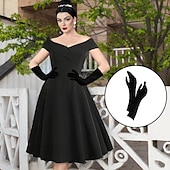 levne oblečení-koktejlové šaty vintage šaty šaty řadové šaty čajové šaty světlice dámský kostým mimo rameno vintage cosplay návrat domů svatba bez rukávů řadové šaty