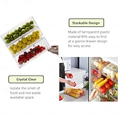 economico Stoccaggio cucina-frigorifero cassetto portaoggetti pannello divisorio scatola portaoggetti verdura e frutta scatola per la conservazione della freschezza domestica grande capacità di stoccaggio trasparente