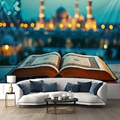 tanie gobelin krajobrazowy-koran eid mubarak ramadan wiszące gobelin meczet wall art duży gobelin mural wystrój fotografia tło koc kurtyna strona główna sypialnia salon dekoracja