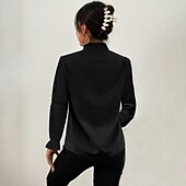 preiswerte Elegante Oberteile-Hemd Spitzenhemd Bluse Weißes Spitzenhemd Damen Schwarz Weiß Rosa Feste Farbe Spitze Taste Strasse Täglich Modisch Stehkragen S
