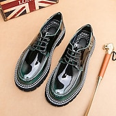 abordables Semi-formel-chaussures oxford à plateforme en similicuir verni pour hommes avec semelle crantée épaisse - chaussures formelles et décontractées élégantes pour le bureau, les événements et les fêtes