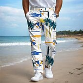 levne Štíhlý-palma dovolená havajské pánské letovisko 3D potištěné šaty kalhoty ploché přední rovné nohavice polyester střední pas kalhoty venkovní dovolená dovolená denní nošení s až 3xl
