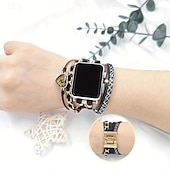 זול להקות Apple Watch-חבל קלוע בעבודת יד מותאם ל רצועת השעון של Apple Watch 38mm 40מ&quot;מ 41mm 42mm 44 מ&quot;מ 45 מ&quot;מ קלוע עור בד רצועת שעון חלופית ל iwatch Series 9 8 7 6 5 4 3 2 1 SE