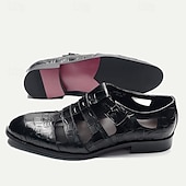 cheap Premium Leather Sandals-Men&#039;s Fishermen Sandals in Premium Crocodile Pattern Leather with Monk Strap