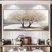 preiswerte Landschaftsgemälde-Handgefertigte Leinwand-Wandkunst, Wohnzimmer, dekoratives Gemälde, modernes, einfaches Sofa, Hintergrund, Wandleuchte, luxuriöses Ölgemälde, Glücksbaum für Heimdekoration, gerolltes, rahmenloses,