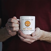 billige Krus og kopper-1 stk 11 oz til tross for utseendet på ansiktet mitt snakker du fortsatt sarkastisk morsom gave kaffekrus til jul venner kolleger gag gave kaffekrus til kaffeelskere