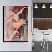 voordelige Schilderijen van mensen-abstract danser olieverfschilderij handgeschilderde kunst aan de grote muur wit ballet schilderij boho muur decor aangepaste schilderij mooi meisje schilderij op canvas voor woonkamer slaapkamer