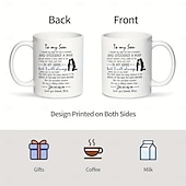 cheap Mugs &amp; Cups-1pc Birthday Gift Mug For Son 11oz Ceramic Coffee Mug To My Son Love Mom Touching Quote Great Xmas Gift Graduation Present For Him Christmas Mother Son Gift