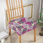 baratos Capa para Cadeira de Jantar-Capas elásticas para assento de cadeira de jantar 1 peça, capas de assento laváveis macias e removíveis com estampa floral para cadeiras de jantar, protetor de capa de assento para sala de jantar