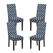 abordables Funda para silla de comedor-Juego de 4 fundas para silla de comedor de spandex elástico, funda protectora para silla elástica con estampado floral, funda para asiento con banda elástica para comedor, boda, ceremonia, banquete,