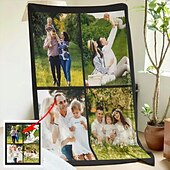 economico Tessuti Personalizzati-Coperta Personalizzata Regali Personalizzati 4Foto Regali per Coppie Coperta Personalizzata Immagine Regali Ti Amo Regalo di Compleanno per Moglie Marito Fidanzata Fidanzato Animali Domestici