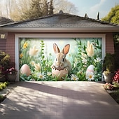 billige Garasjeportdeksler-vårspiser kanin utendørs garasjeportdeksel banner vakkert stort bakteppe dekorasjon for utendørs garasjeport hjem veggdekorasjoner arrangement fest parade