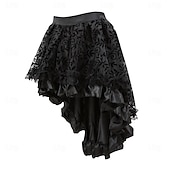 cheap Dresses-Retro Vintage Rococo Punk &amp; Gothic Short / Mini Dress Overbust Corset Bustier Witch Lace Off Shoulder Jacquard Women&#039;s Fantasy Steampunk Walpurgis Night Halloween Carnival Masquerade Party / Evening