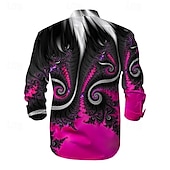 economico Modello 3D-Per uomo Camicia con bottoni Camicie stampate Manica lunga Sottoculturale Da mare Feste Strada Primavera estate Collo ripiegabile Stampa Bottone giù Rosso Blu Viola Grigio