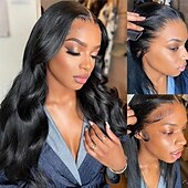 economico Parrucche lace front capelli veri-parrucche piene del merletto frontale dell&#039;onda del corpo capelli umani 180 densità hd parrucche trasparenti dell&#039;onda del corpo pre pizzicate con i capelli del bambino parrucche brasiliane anteriori