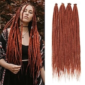 abordables Crocheter les cheveux-extensions dreadlock 24 pouces synthétique hippie simple extrémité dreads 15 brins ombre brun 0,6 cm largeur extensions loc style reggae crochet cheveux pour femmes
