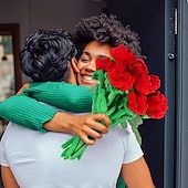 cheap Graduation Season-Women&#039;s Day Gifts 10 Pcs Plush Rose Flower Stuffed Rose Flower Bendable Stems Plush Bouquet Toy Soft Rose Flower 12.6 Inch For Graduation 2022 Mother&#039;s Day Valentine Mother&#039;s Day Gifts for MoM