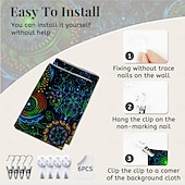 levne Tapiserie Blacklight-blacklight gobelín uv reaktivní záře ve tmě záře party neon psychedelický trippy misty závěsný gobelín sova nástěnná malba pro obývací pokoj ložnice