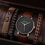 cheap Quartz Watches-Men&#039;s 4pcs/Set Quartz Watch for Men Analog Quartz Retro Stylish Chronograph Alloy Nylon Sport Style Watches