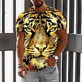 billige T-skjorter med dyreprint-Herre Grafisk Dyr Tiger T skjorte Kortermet T skjorte 3D-utskrift Crew-hals Skjorte Årgang Mote Designer utendørs Daglig Sport 1 2 3 Vår sommer Klær S M L XL 2XL 3XL 4XL