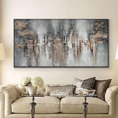 cheap Abstract Paintings-Handmade Oil Painting Canvas Wall Art Decoration Modern Abstract Grey Texture for Home Decor Rolled Frameless Unstretched Painting
