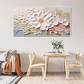 levne Květinové či botanické obrazy-ručně malované 3D texturované květinové olejomalba nástěnné umění wabi-sabi umělecké dílo minimalistické plátno nástěnná výzdoba do obývacího pokoje květinová květina olejomalba jarní výzdoba nůž