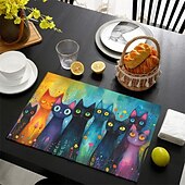 זול Placemats &amp; תחתיות וטריב-מחצלות שולחן 12x18 אינץ&#039; מחצלות שולחן לשולחן בדוגמת בעלי חיים לקישוט מטבח למסיבה