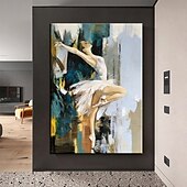 voordelige Schilderijen van mensen-abstract danser olieverfschilderij handgeschilderde kunst aan de grote muur wit ballet schilderij boho muur decor aangepaste schilderij mooi meisje schilderij op canvas voor woonkamer slaapkamer