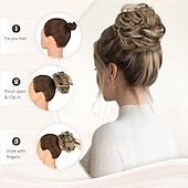 abordables Chignons-extensions de chignon de cheveux en désordre pour les femmes pince à griffe queue de cheval postiches extensions synthétiques ondulés bouclés chignon en désordre pièce de cheveux chignon postiches