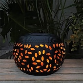 baratos Luzes e lanternas de caminho-Mesa solar ao ar livre luzes do jardim dança cintilação chama lâmpada retro lâmpada de metal para pátio jardim caminho quintal decoração iluminação 1x