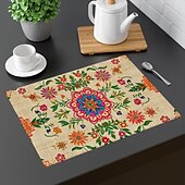 cheap Placemats &amp; Coasters &amp; Trivets-1PC Ethnic Pattern Placemat Table Mat 12x18 Inch Table Mats for Party Kitchen Dining Decoration