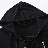 preiswerte Basic-T-Shirts-Herren T Shirt T-Shirt Langarmshirt Langarm Mit Kapuze Frühling &amp; Sommer Einfach Mode Designer Basic Schnürung Urlaub Straße Ausgehen Schwarz Braun Grün Top T-Shirt für Herren
