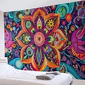 tanie Tkanina mandali-kolorowa mandala artystyczna wisząca gobelin sztuka ścienna duży gobelin mural wystrój fotografia tło koc zasłona strona główna sypialnia dekoracja salonu