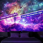 זול שטיחי קיר של Blacklight-blacklight שטיח uv זוהר תגובתי ביקום האפל הר טריפי טבע נוף תלוי שטיח קיר אמנות קיר לחדר שינה בסלון