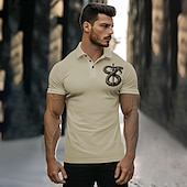 voordelige Polo met dierenprint voor heren-Voor heren Slang Poloshirts Golfshirt Korte mouw Poloshirt Overhemden met kraag Casual Grappig Streetwear Vakantiekleding Feestoutfits Knop 3D-afdrukken Zomer Lente Herfst Zwart Wit Khaki