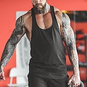 economico T-shirt e canotte attive da uomo-Per uomo Canotte Canotta fitness Carro armato Maglieria intima Stondata Senza maniche Sport Casual / quotidiano Palestra Traspirante Morbido Liscio Nero Bianco Abbigliamento sportivo Di tendenza