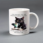 cheap Mugs &amp; Cups-1pc Cat And Book Coffee Mug Ceramic Coffee Cups I've Reached The Age Water Cups Summer Winter Drinkware Birthday Gifts Holiday Gifts Thanksgiving Gifts Christmas Gifts
