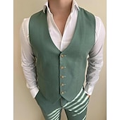 abordables Trajes de negocios-De los hombres Boda Trajes Salvia Formal Color sólido A Medida Juego de 3 piezas Recto 2 botones