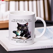 cheap Mugs &amp; Cups-1pc Cat And Book Coffee Mug Ceramic Coffee Cups I've Reached The Age Water Cups Summer Winter Drinkware Birthday Gifts Holiday Gifts Thanksgiving Gifts Christmas Gifts