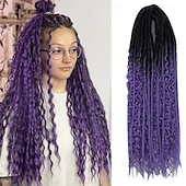 olcso Hajfonatok-24 hüvelykes, 18 szálú szintetikus kétvégű raszta hosszabbítók 3 az 1-ben vegyes göndör végű hippi stílusú boho wavy de dreads fonat raszta hosszabbítókban