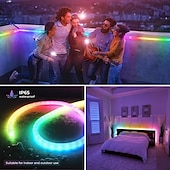abordables Lampes néon led-bande lumineuse LED au néon en silicone tissé étanche ws2811 12 mm contrôleur de maille circulaire à 360 degrés bande lumineuse de piscine en nylon rvb flexible couleur de rêve corde lumineuse chambre décoration intérieure et extérieure dc5v